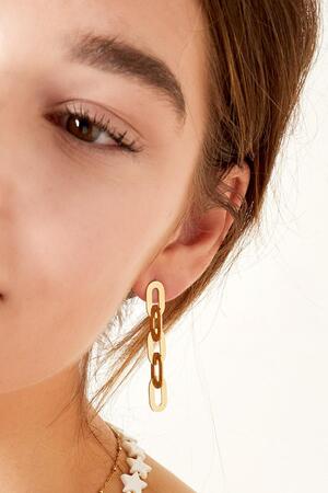 Stainless steel earrings linked chain Gold h5 Picture3